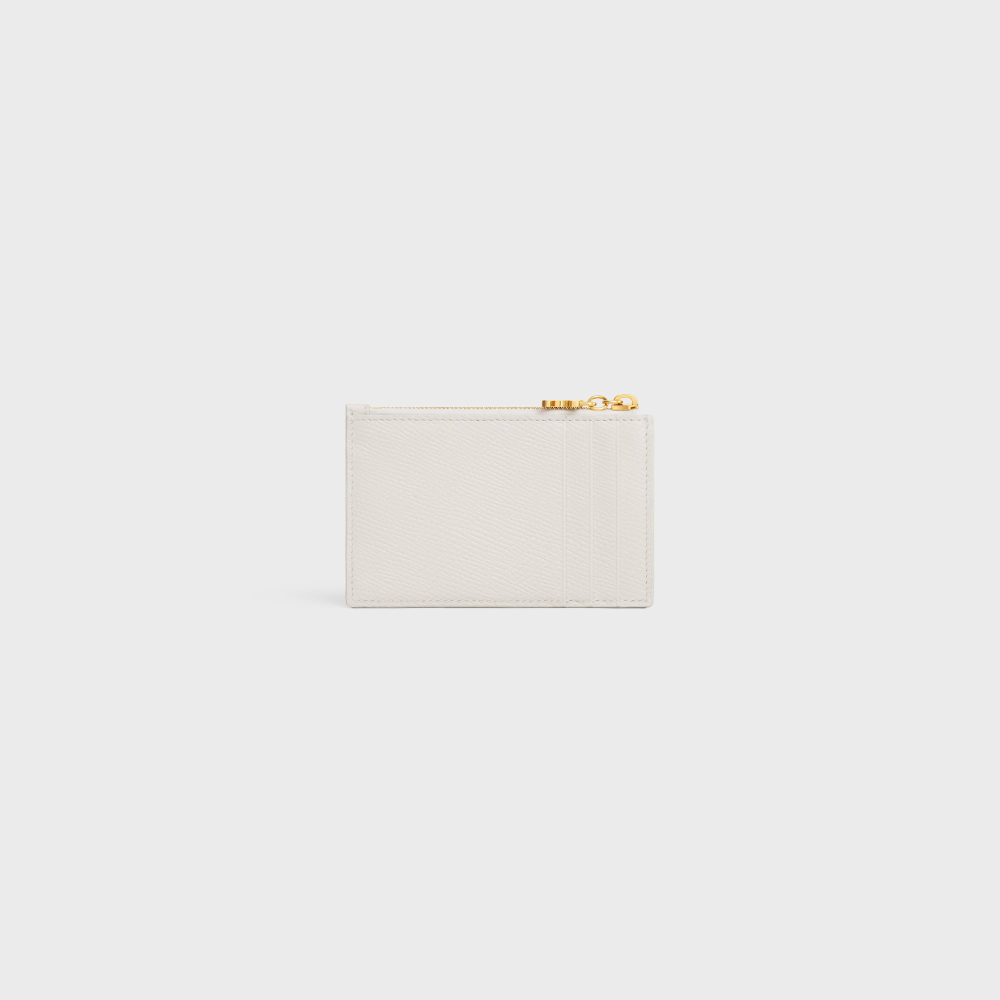 ZIPPED CARD HOLDER TRIOMPHE CHARMS IN GRAINED CALFSKIN RICE - Image 3